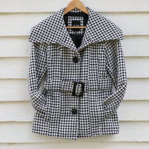 Woven Houndstooth Womens Peacoat